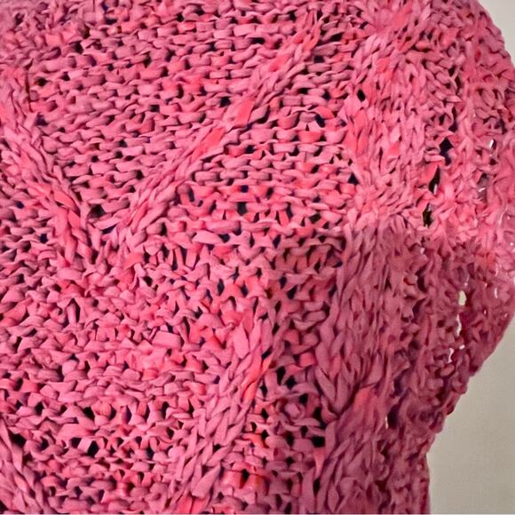 Vtg Western Braided Leather Open Knit Pullover Womens Top S Desert Boho Grunge - Picture 4 of 5